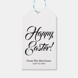 Etiquetas Para Regalos Feliz Pascua personalizado blanco negro elegante