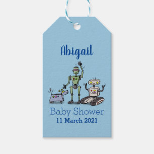 Etiquetas Para Regalos Feliz personalizado de trío de robots lindos