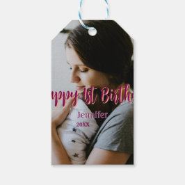 Etiquetas Para Regalos Feliz primer cumpleaños niños bebé madre naranja r