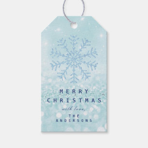 Etiquetas Para Regalos Feliz regalo al purpurina azul del hielo de