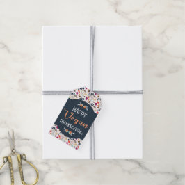 Etiquetas Para Regalos Feliz texto vegano de acción de gracias naranja fl