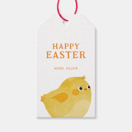 Etiquetas Para Regalos Feliz tratamiento de Pascua con pollo en amarillo