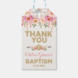 Etiquetas Para Regalos Feminine Dreamcatcher Flores De Oro Rosado Bautism