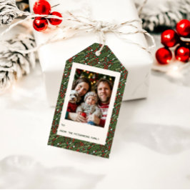 Etiquetas Para Regalos Festive Christmas Holly Leaf Holiday Photo Card