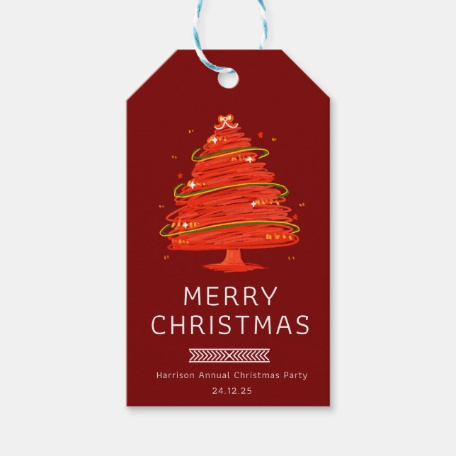 Etiquetas Para Regalos Festive Merry Christmas  (Anverso)