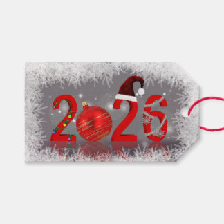Etiquetas Para Regalos Festive Red Merry Christmas 2026 New Year