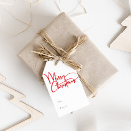 Etiquetas Para Regalos Festividad de Guión Rojo Feliz Navidad de ida y vu