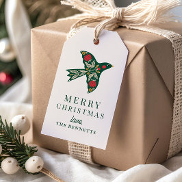 Etiquetas Para Regalos Festividad de Navidades de pájaros florales de art