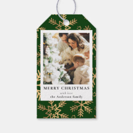 Etiquetas Para Regalos Festividad moderna Navidades de oro verde foto fam