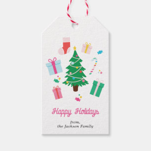 Etiquetas Para Regalos Festividad personalizada del árbol de Navidad prep