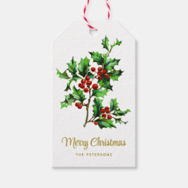 Etiquetas Para Regalos Festividad Vintage Feliz Navidad Holly Berries