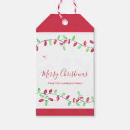 Etiquetas Para Regalos Festividades de Red Green String Luces Navidades