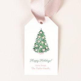 Etiquetas Para Regalos Festividades navideñas clásicas del verde rosado