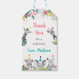 Etiquetas Para Regalos Fiesta Animal Pink Gold Safari Cumpleaños Gracias