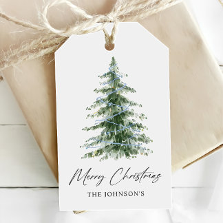Etiquetas Para Regalos Fiesta de árbol de Navidad azul acuarela
