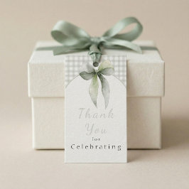 Etiquetas Para Regalos Fiesta de Baby Shower de Cuadros con Lazo Verde Sa