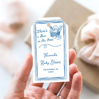 Etiquetas Para Regalos Fiesta de Baby Shower de Muñeco Azul en el Horno