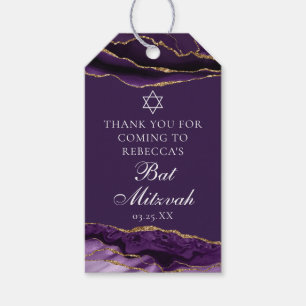 Etiquetas Para Regalos Fiesta de Bat Mitzvah Morada Dorada Chic Personali