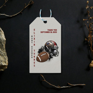 Etiquetas Para Regalos Fiesta de Bebé de Fútbol Americano Rojo y Negro