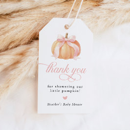 Etiquetas Para Regalos Fiesta de Bebé de Otoño con Lazo Rosa