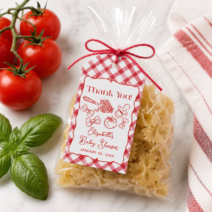 Etiquetas Para Regalos Fiesta de Bebé Italiana a Mano 'Pasta y Chupetes'