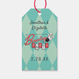 Etiquetas Para Regalos Fiesta de Bowling con logotipo retro