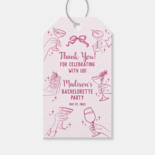 Etiquetas Para Regalos Fiesta De Cócteles Rosa Retro Bachelorette Favor