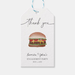 Etiquetas Para Regalos Fiesta de Compromiso Amor y Hamburguesas