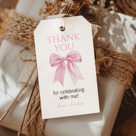 Etiquetas Para Regalos Fiesta De Coquette De Bow Rosa Cuto Gracias Etique