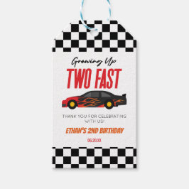 Etiquetas Para Regalos Fiesta de Cumpleaños 2º de Coche de Carreras Llama