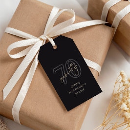 Etiquetas Para Regalos Fiesta de Cumpleaños 70 de Oro Negro Moderno