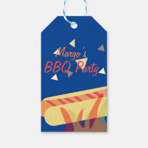 Etiquetas Para Regalos Fiesta de Cumpleaños BBQ Parrillada de Hotdog  
