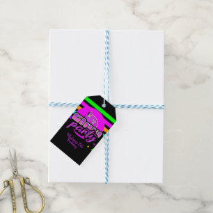 Etiquetas Para Regalos Fiesta de Cumpleaños de Bolos de Neón