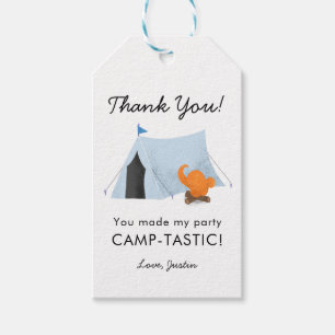 Etiquetas Para Regalos Fiesta de cumpleaños de camping azul Camptastic Fa