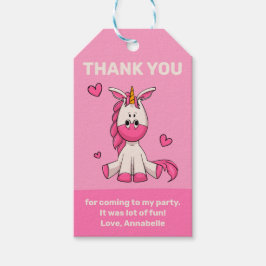 Etiquetas Para Regalos Fiesta de cumpleaños de Chica de Unicornio Rosa