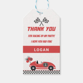 Etiquetas Para Regalos Fiesta de cumpleaños de coche de raza roja gracias