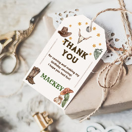 Etiquetas Para Regalos Fiesta de cumpleaños de Cowboy Occidental, gracias