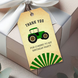 Etiquetas Para Regalos Fiesta de cumpleaños de Green Farm Tractor para ni