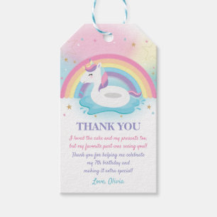 Etiquetas Para Regalos Fiesta de cumpleaños de la piscina de unicornio