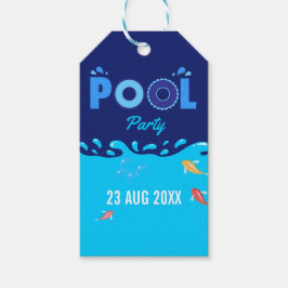 Etiquetas Para Regalos Fiesta de cumpleaños de la piscina de verano azul 