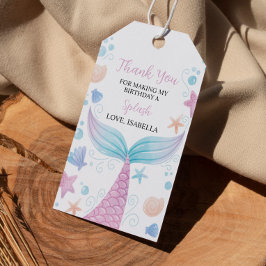 Etiquetas Para Regalos Fiesta de cumpleaños de la sirena pastel gracias e