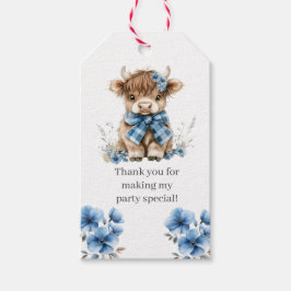 Etiquetas Para Regalos Fiesta de cumpleaños de la vaca azul en la Highlan
