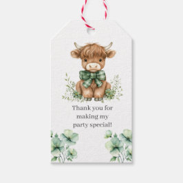 Etiquetas Para Regalos Fiesta de cumpleaños de la vaca verde de la Highla