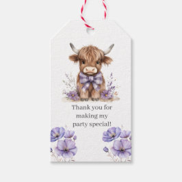 Etiquetas Para Regalos Fiesta de cumpleaños de la vaca violeta en Highlan
