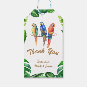 Etiquetas Para Regalos Fiesta de Cumpleaños de Loros Tropicales Pájaros y