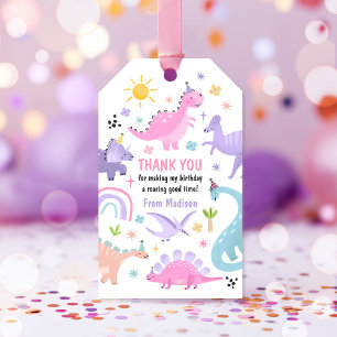 Etiquetas Para Regalos Fiesta de cumpleaños de los dinosaurios rosados