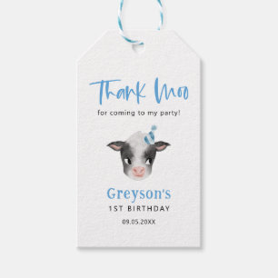 Etiquetas Para Regalos fiesta de cumpleaños de Moo Blue Cow
