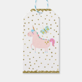Etiquetas Para Regalos Fiesta de Cumpleaños de Niñas Unicornio con Brillo