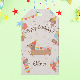 Etiquetas Para Regalos Fiesta de Cumpleaños de Perrito Lindo Salchicha