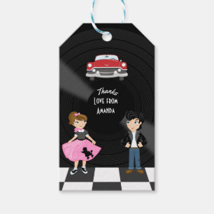 Etiquetas Para Regalos Fiesta de cumpleaños de Retro Sock Hop